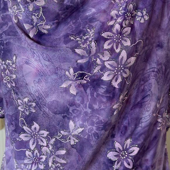 Vintage Purple Draped Floral Top | Y2K Soft Grunge Blouse - Picture 4 of 6